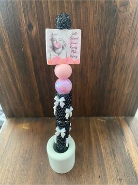 New Marylin Monroe Black & Pink Decorative Beaded Pen
